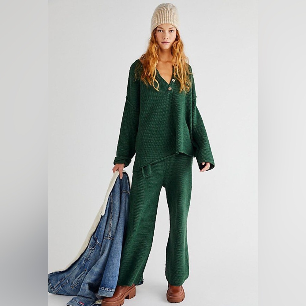 Free People Hailee Sweater Set, M, Green